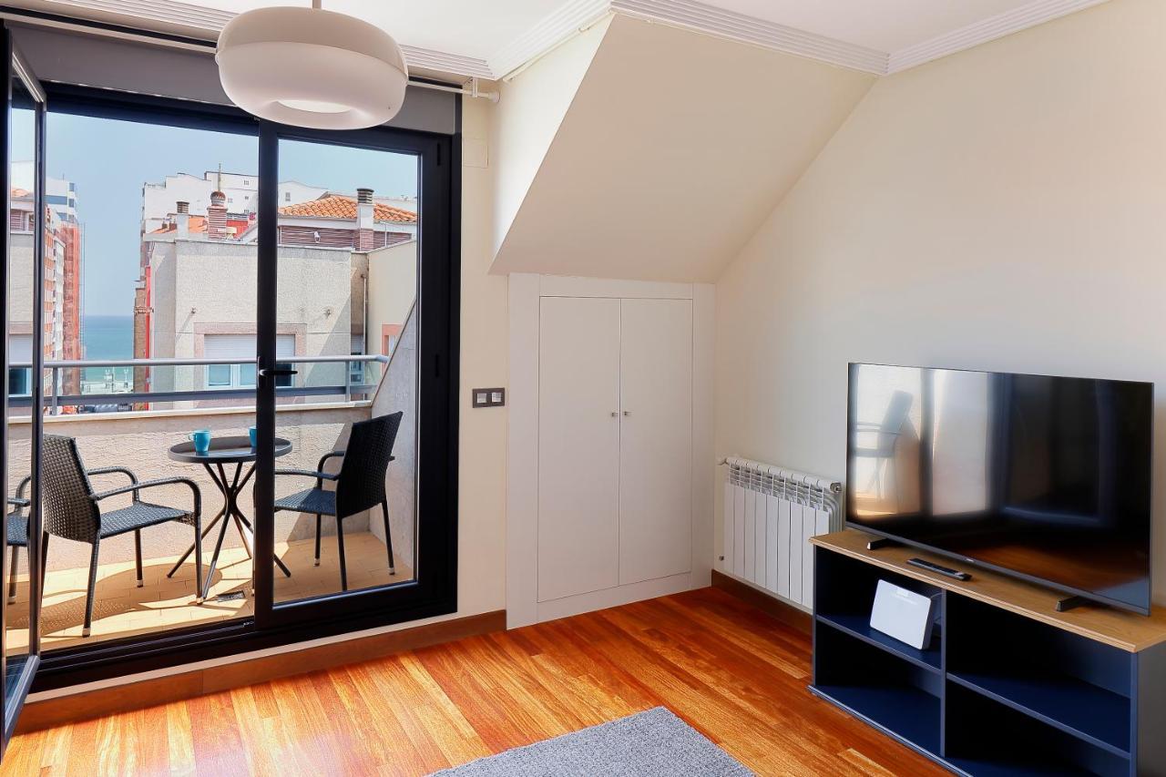 Atico Con Terraza, Vistas Al Mar Y Parking En Playa De S Lorenzo Gijón Buitenkant foto